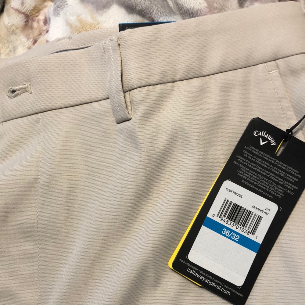 light tan men’s CALLAWAY pro spin pant with tags size 36x32 active waistband